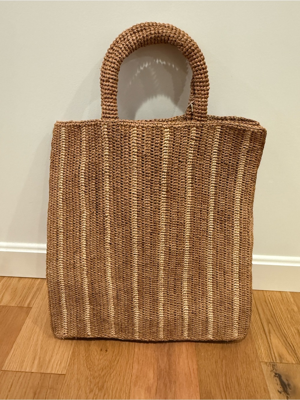 Woven Straw Shoulder Bag - Natural Brown